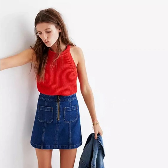 Madewell Denim Zip Front Mini Jean Skirt - Picture 1 of 8